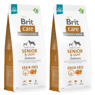 BRIT CARE Dog Grain-free Senior & Light Salmone 2x12kg - 3% di sconto in un set