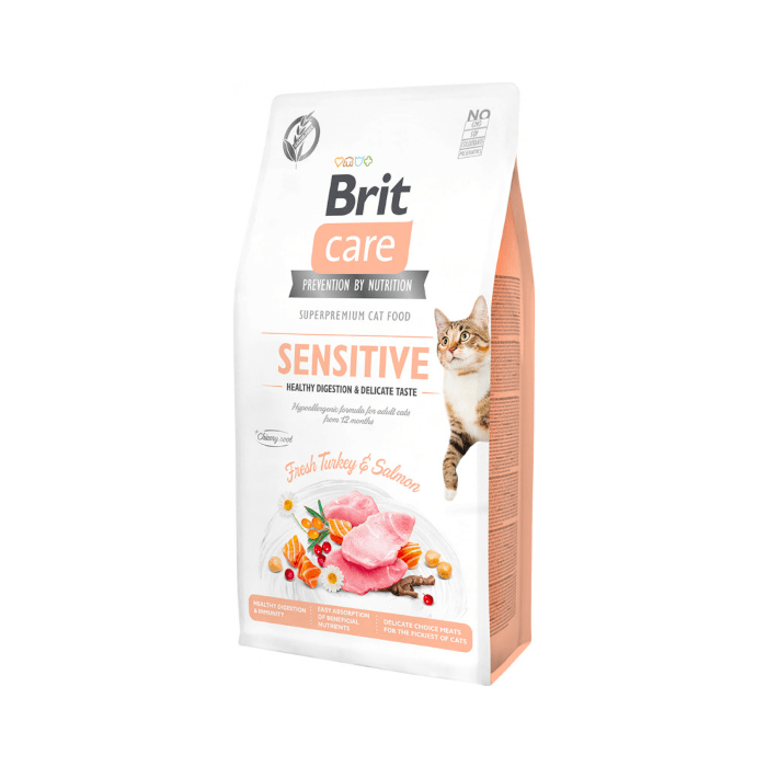 Brit Care Cat Grain-Free Sensitive Healthy Digestion & Delicate Taste Con tacchino e salmone 7kg
