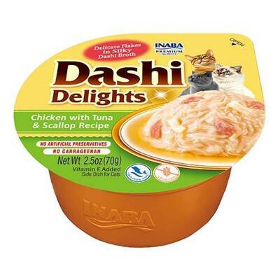 Inaba DASHI cibo complementare per gatti - brodo aromatizzato al pollo e al tonno 70 g 