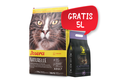 Josera Naturelle 10kg + Cat Royale Lettiera bentonitica alla lavanda 5l GRATIS